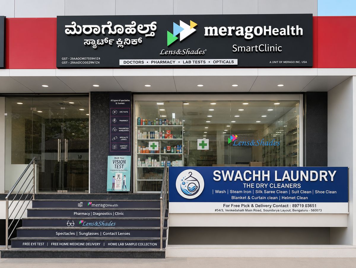 meragoHealth SmartClinic Pharmacy, Hesaraghatta storefront